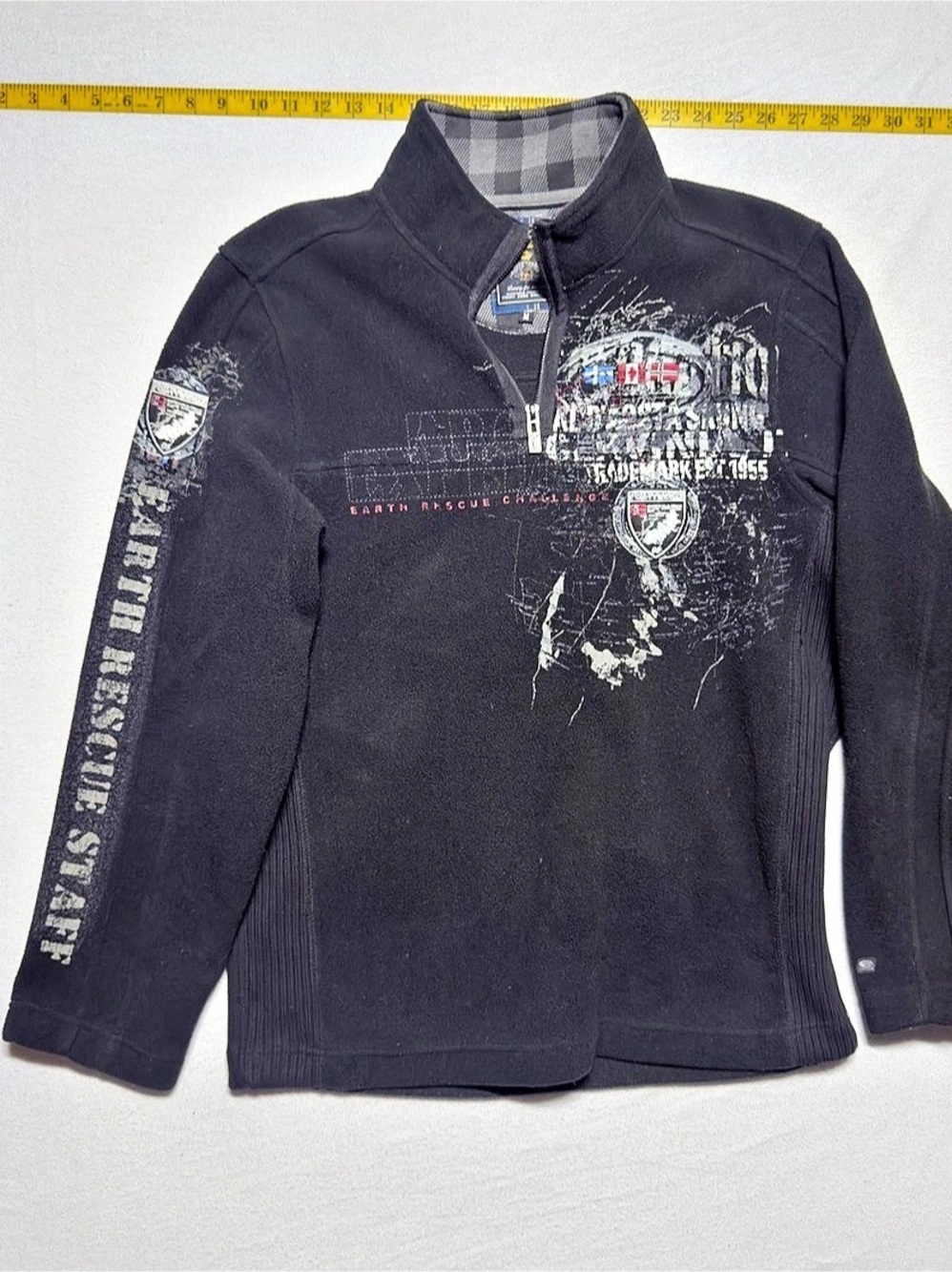 Y2K Point Zero Men's Black Graphic Quarter-Zip Size Medium